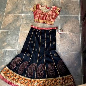 Black gold and maroon chaniyacholi